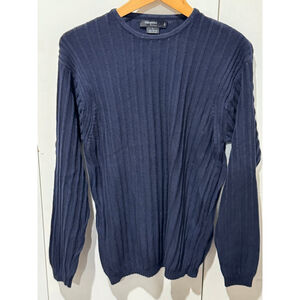 Men's Giorgiolini Navy Blue Ribbed Crewneck Sweater L